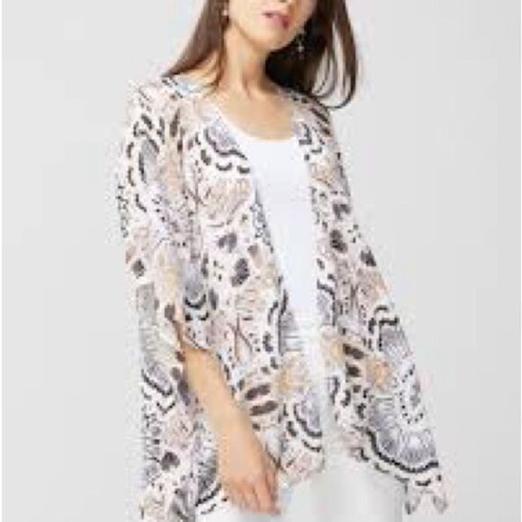 NWT Chico's Women's L/XL Bold  Ruana Lace Back Covering Multicolor Buttery soft - Picture 1 of 11